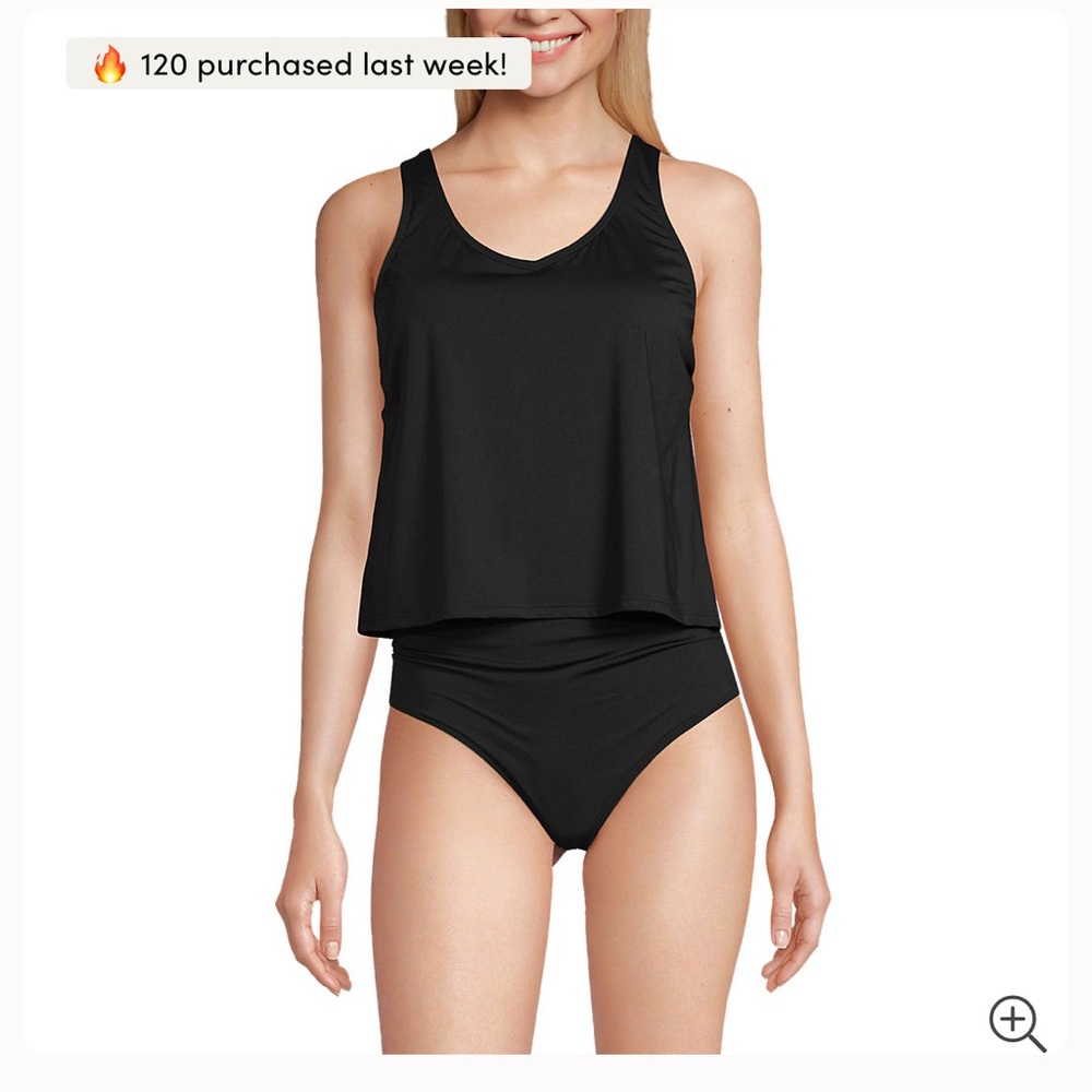 Lands End Women's Chlorine Resistant V Neck One Piece Fauxkini Swimsuit